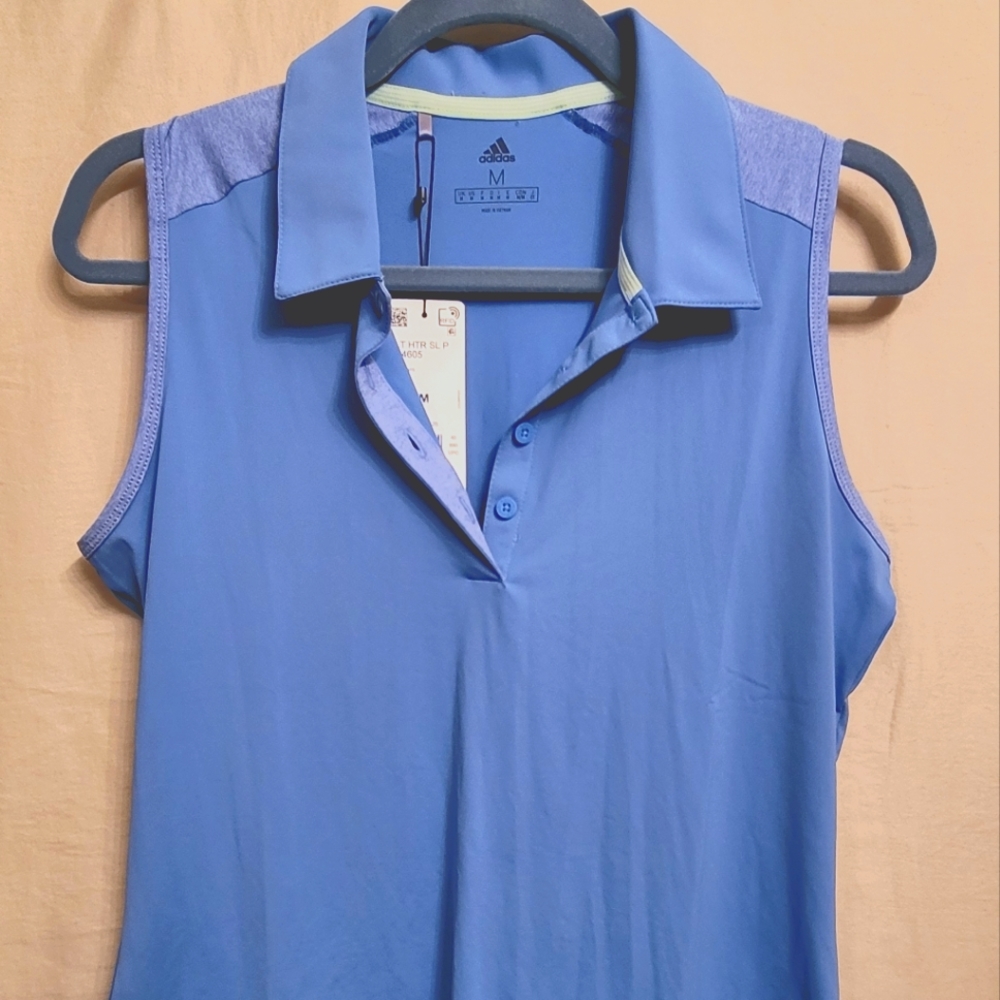 Women's Medium Adidas Heathered Golf Sleeveless Polo